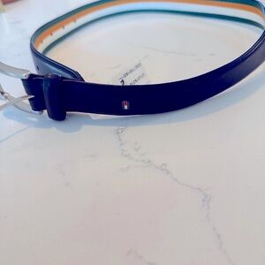 Tommy Hilfiger Navy Leather Belt with Silver Buckle boys Size Medium